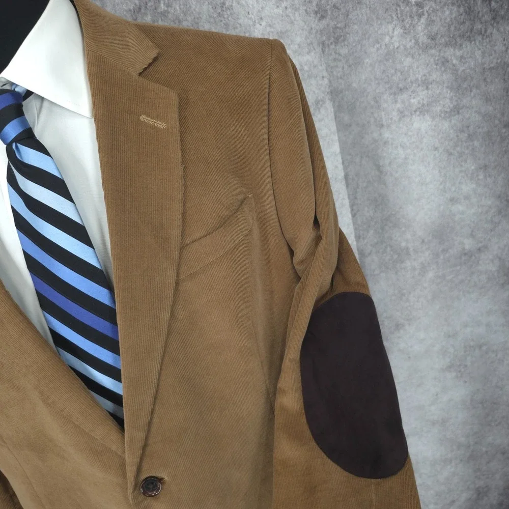 Stafford Corduroy Blazer Jacket Mens 44R Brown Sports‎ Coat 2 Buttons Vented